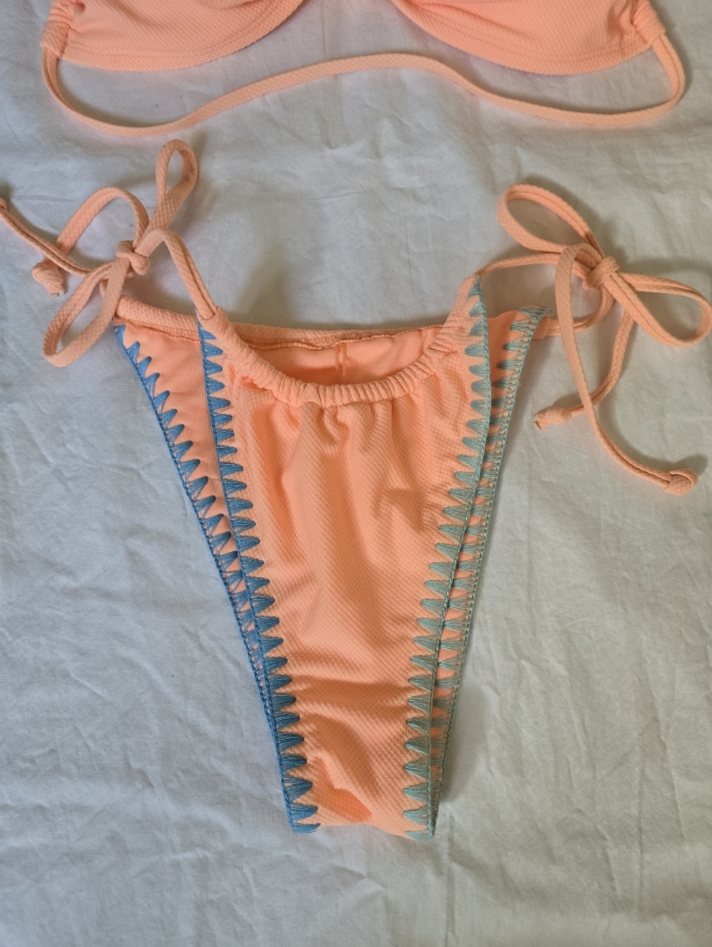 Peach Tie-String Bikini Set - Picture 2 of 4